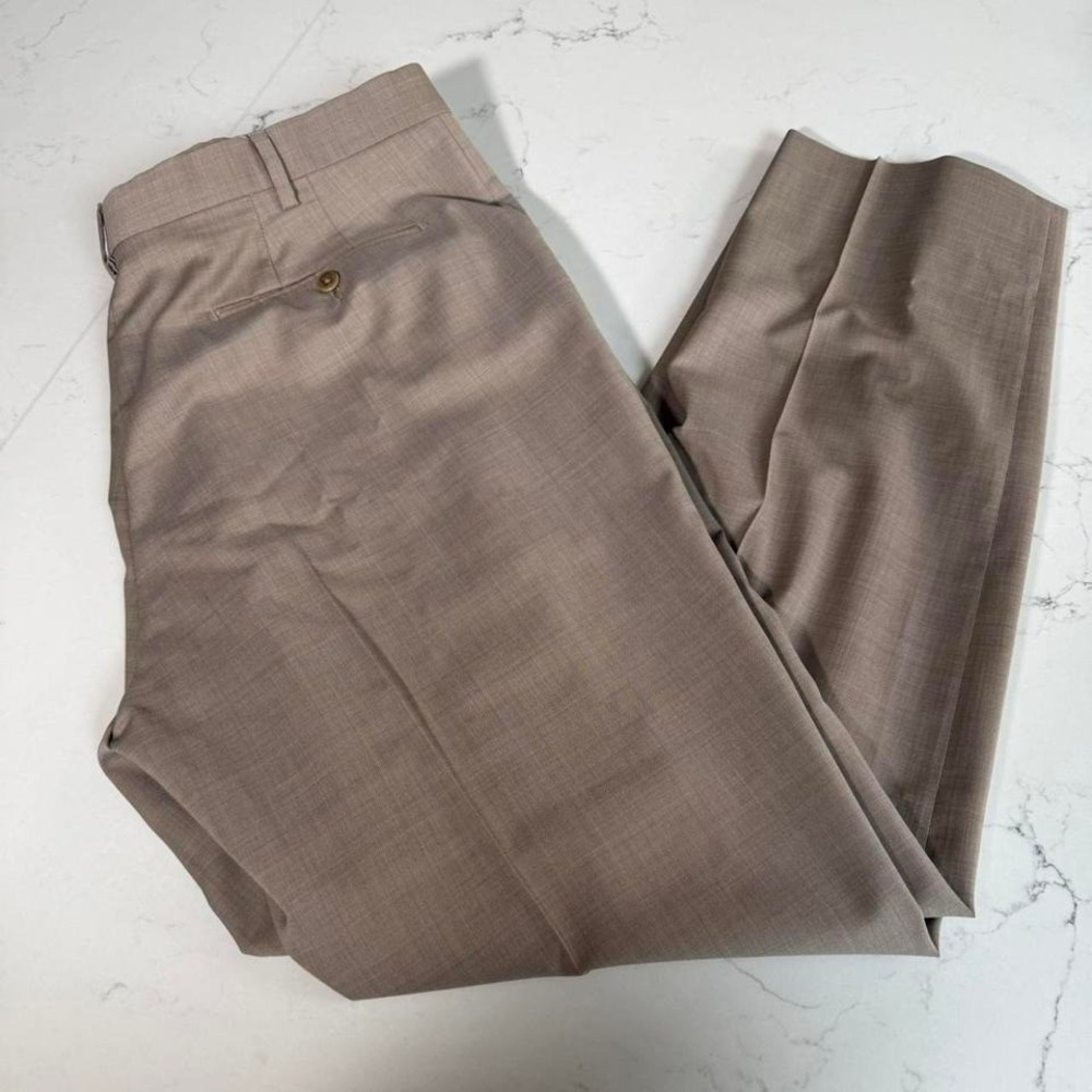 Zanella Devon Dress Pants Size 40 Made In Italy 100% Wool Beige Tan Trousers